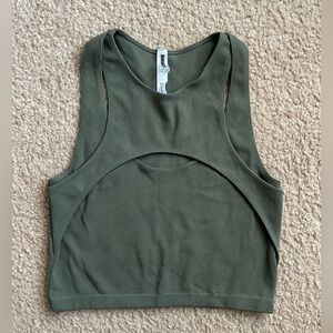 Wardrobe Essentials Olive Green Key Hole Tank Top